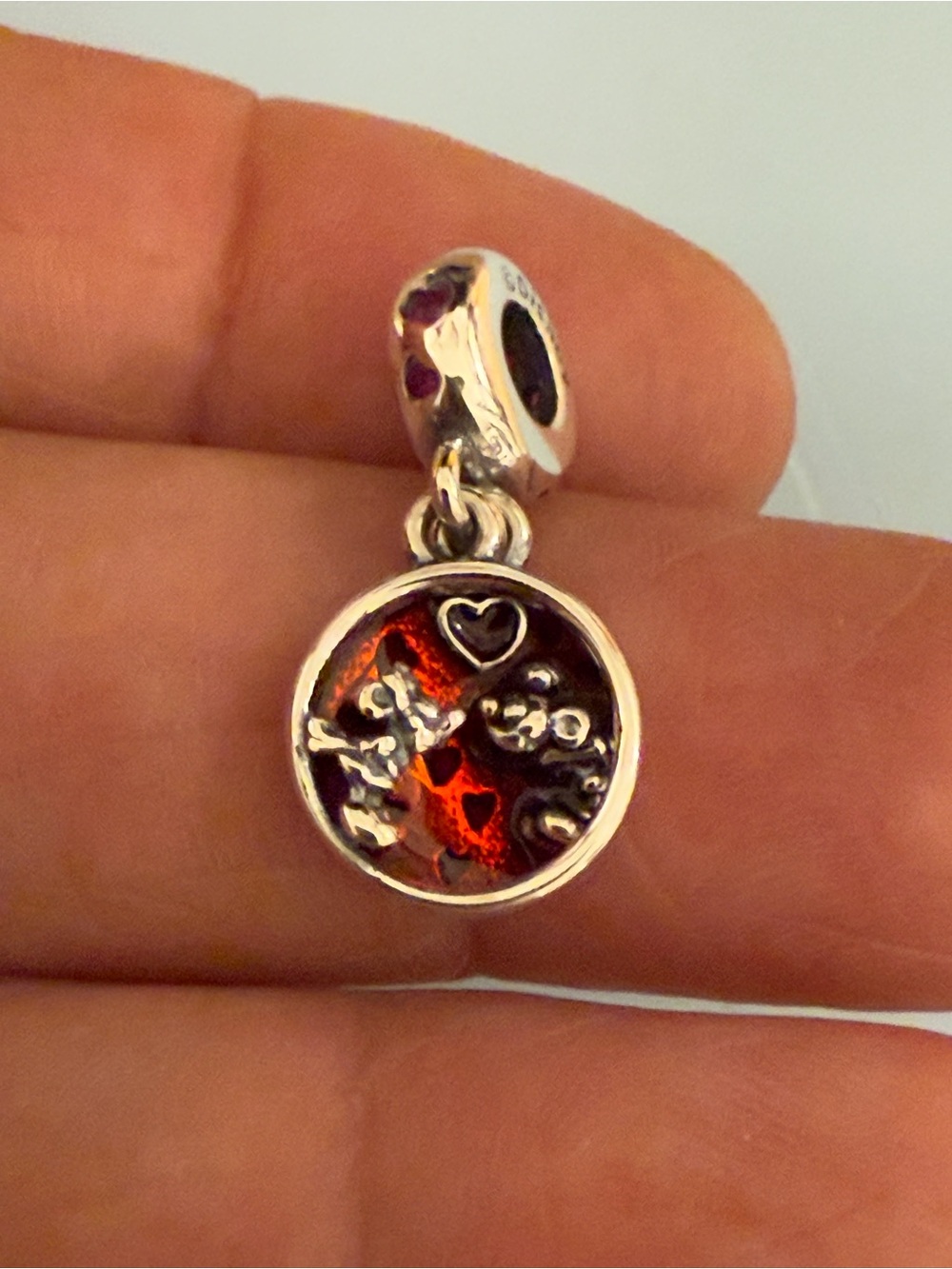 Sterling Silver Red Heart Dangle Charm